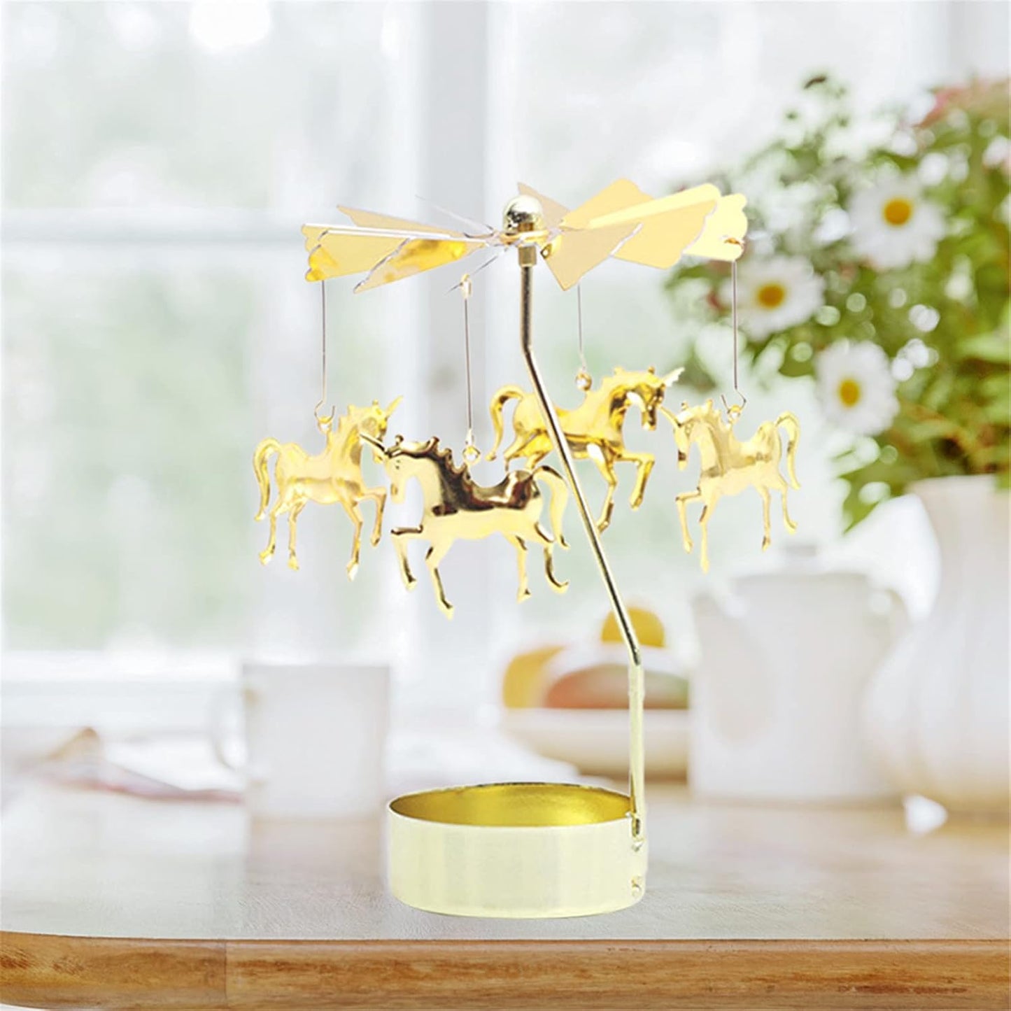 Skiennix Spinning Candle Holder - Unique Rotating Carousel Design | Perfect Birthday Gift for Women, Moms, & Friends (Unicorn)