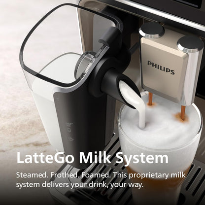 Philips 5500 Series Espresso Machine - Fully Automatic with LatteGo Milk System, 20 Coffee Pre-Sets, Black Chrome