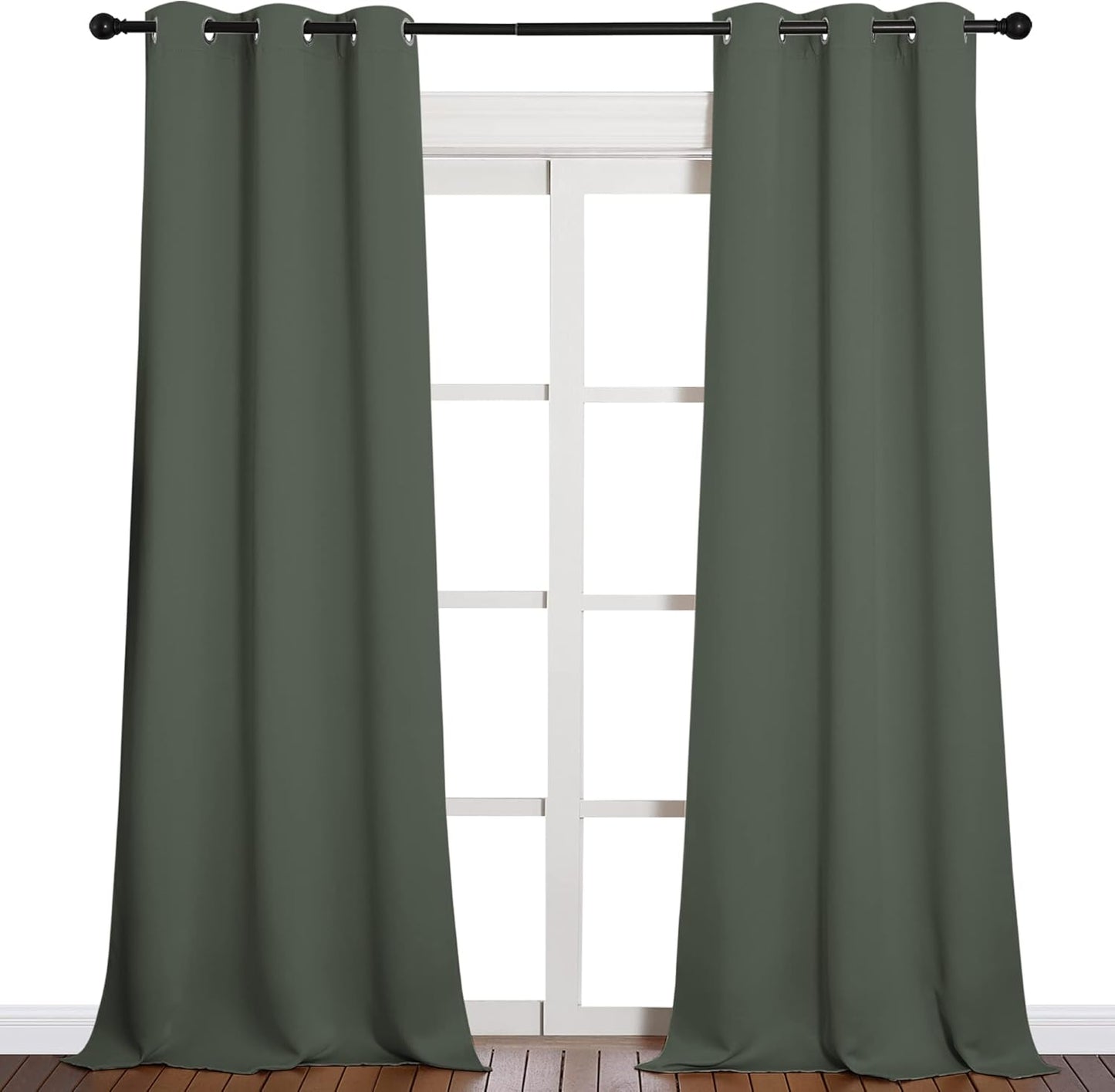 NICETOWN Room Darkening Curtain Panels - Energy Smart Drapes for Toddler Boy's Bedroom | Dark Mallard, 42" W x 90" L, 2 Panels