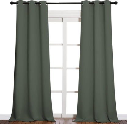 NICETOWN Room Darkening Curtain Panels - Energy Smart Drapes for Toddler Boy's Bedroom | Dark Mallard, 42" W x 90" L, 2 Panels