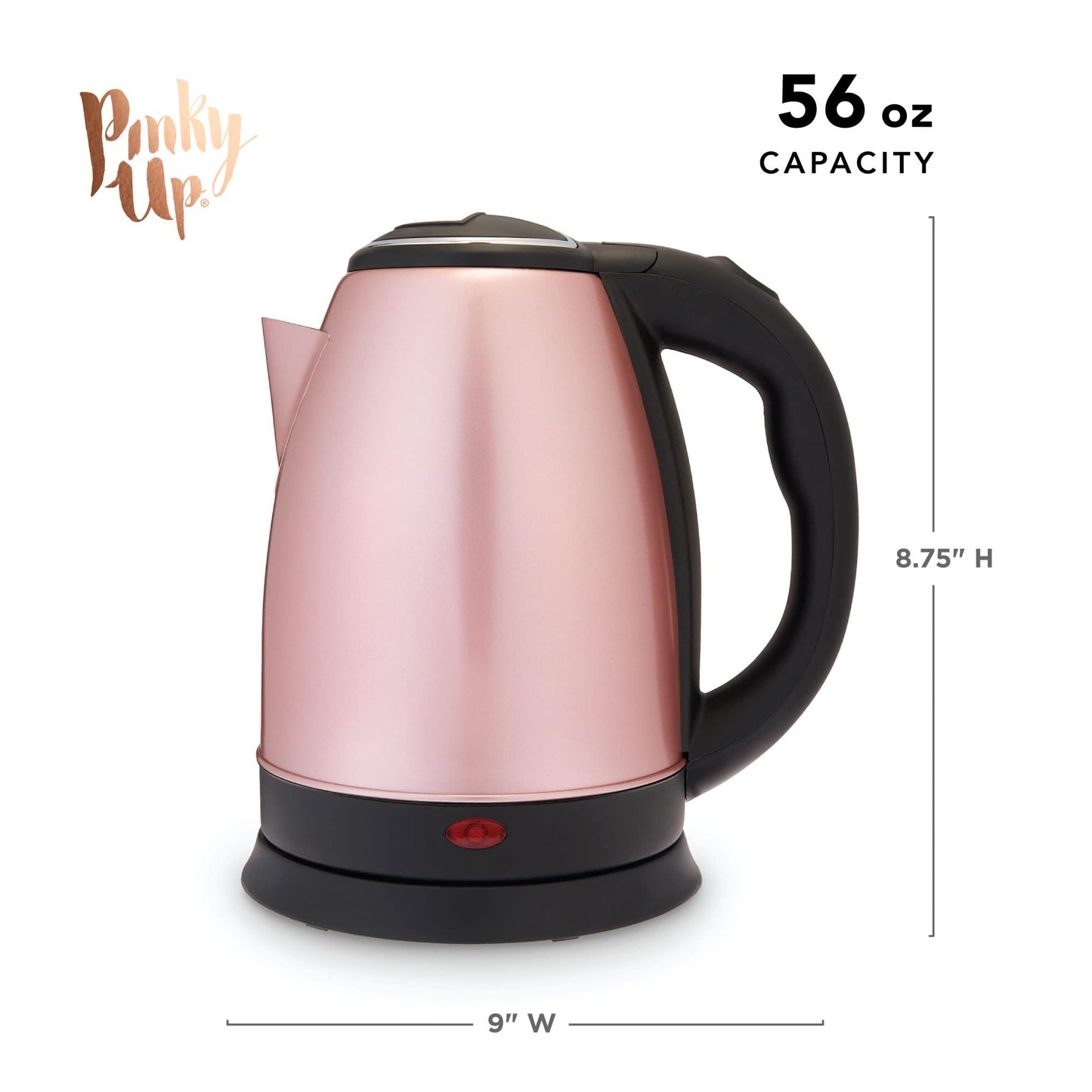 Pinky Up Parker Electric Tea Kettle, Hot Water Dispenser, Automatic Shut Off, Stainless Steel Cordless Electric Teapot, 56oz, Rose Gold