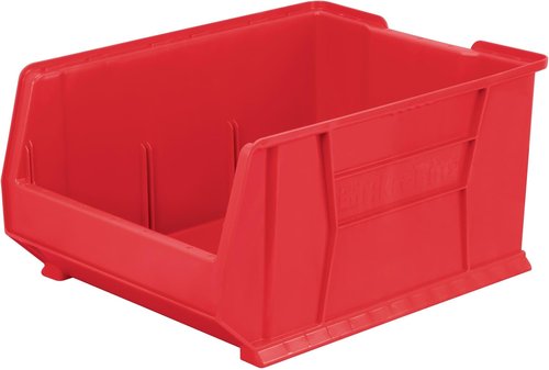 Akro-Mils Super-Size Plastic Storage Bins - Space-Saving Stackable Design, 24" L x 18" W x 12" H, Red | 1-Pack