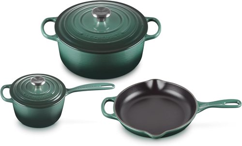 Le Creuset Enameled Cast Iron Cookware Set - 5-Piece in Artichaut Color for Superior Cooking
