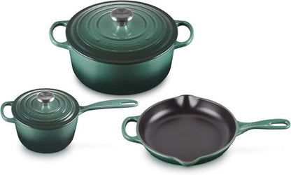Le Creuset Enameled Cast Iron Cookware Set - 5-Piece in Artichaut Color for Superior Cooking