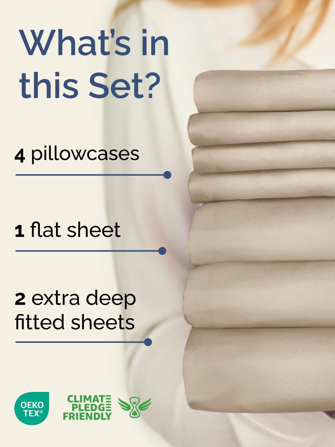 Skiennix Extra Deep Split King Sheet Set - 7 Piece Breathable Cooling Bedding - Soft, Wrinkle-Free & Comfy - Wheat Color