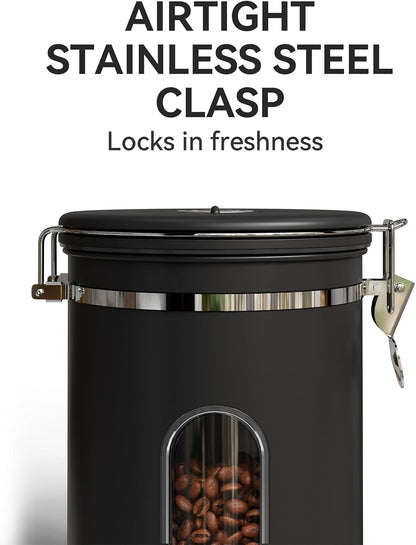 Veken 34oz Dark Pewter French Press | 22oz Black Coffee Canister Set for Perfect Brews