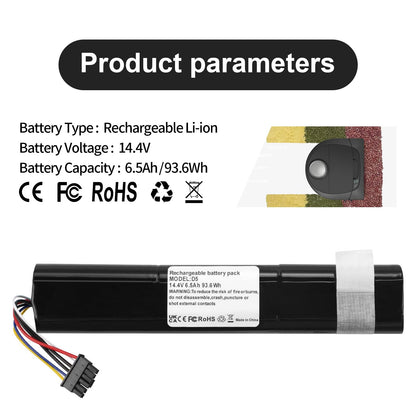 MULS 6500mAh Battery for Neato D3 D4 D5 D6 D7 Neato Botvac D3+ D301 D303 D5+ D502 D503 D701 D702 D703 D705 Robotic Vacuum Cleaners 945-0225 945-0266 14.4V