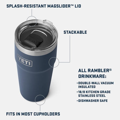 YETI Rambler 20 oz Stainless Steel Tumbler - Vacuum Insulated with MagSlider Lid for Ultimate Durability