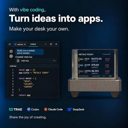 Holographic Desk Display with Real-Time Crypto, Stocks, Weather & Clock – Pixel Art Gamer Desk Gadget