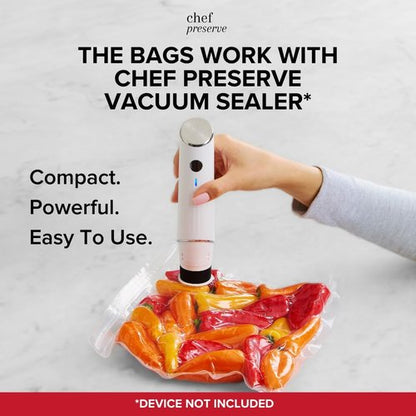 Chef Preserve Reusable Vacuum Sealer Bags - 30 XL BPA-Free Food Storage Bags (12 x 20 in) | Odor-Resistant & Leak-Proof