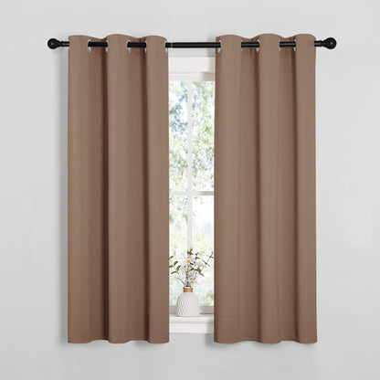 NICETOWN Window Draperies Room Darkening Curtain Panels, Window Treatment Thermal Insulated Solid Grommet Drapes for Bedroom (One Pair, 34 by 54 inches, Cappuccino)