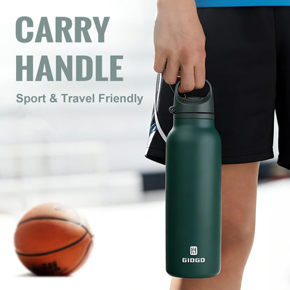 Skiennix Insulated Thermo Water Bottle - 20oz Stainless Steel Flask for Hot & Cold Drinks | Purple