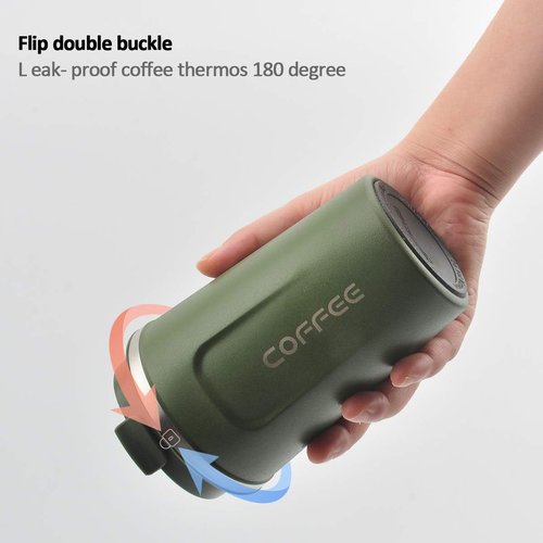 CS COSDDI 12 oz Stainless Steel Vacuum Insulated Tumbler - Spill Proof Coffee Travel Mug in Green