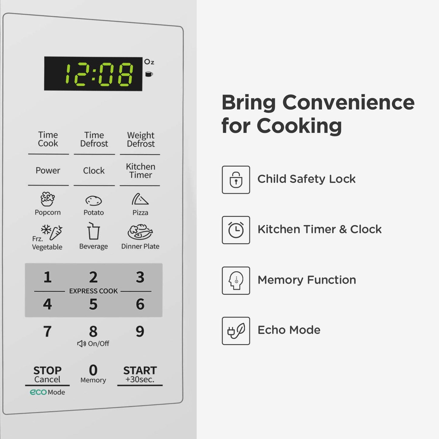 COMFEE' EM720CPL-PM Countertop Microwave Oven with Sound On/Off, ECO Mode and Easy One-Touch Buttons, 0.7 Cu Ft/700W, Pearl White