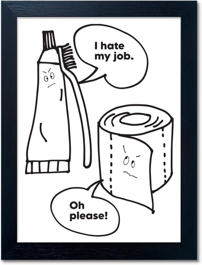 Regine Switzerland Black and White Bathroom Wall Art - Funny Quote Framed Canvas Print