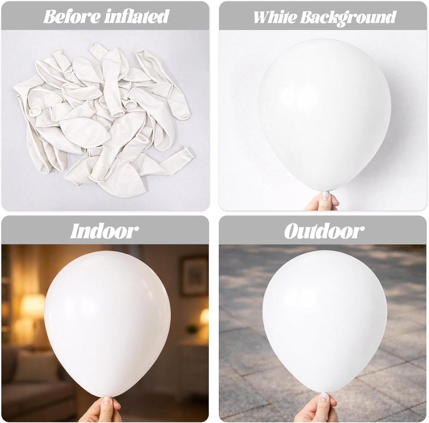 Voircoloria 12-Inch Matte White Balloons - 110 Pack for Weddings, Birthdays, and Celebrations