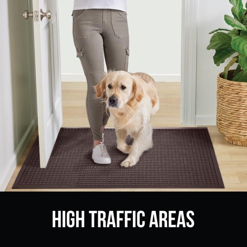GORILLA GRIP® Ultra Absorbent Front Door Mat - Traps Dirt & Moisture, 47x35, Coffee Color