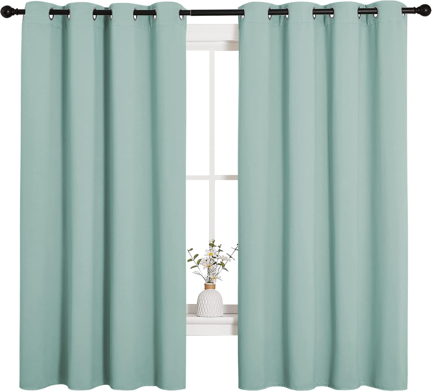 NICETOWN Blackout Curtain Panels - Thermal Insulated Draperies in Aqua | One Pair, 55 x 68 Inches