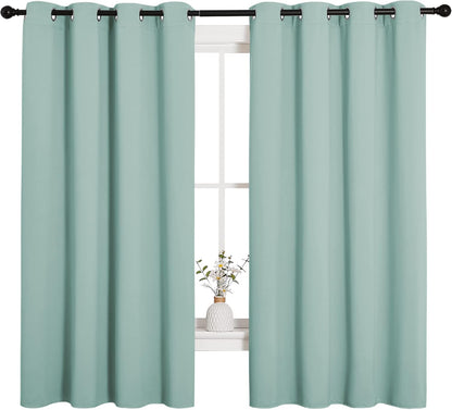 NICETOWN Blackout Curtain Panels - Thermal Insulated Draperies in Aqua | One Pair, 55 x 68 Inches