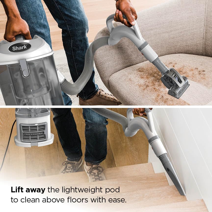 Shark Navigator Lift-Away Upright Vacuum Cleaner - Pet Hair HEPA Filter, Swivel Steering | White/Silver | NV356E