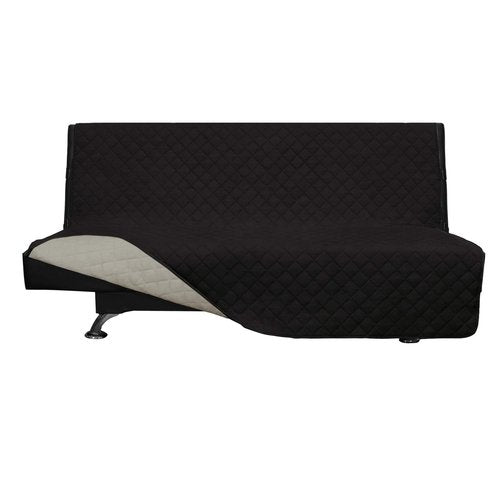 Easy-Going Futon Sofa Slipcover Reversible Sofa Cover Armless Cover Furniture Protector Couch Cover Water Resistant Pets, Kids, Children, Dog, Cat Black/Beige