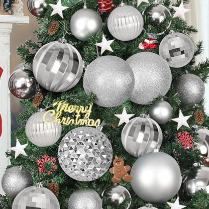 Silver Large Christmas Ornament Balls - 6 Inch Shatterproof Outdoor Holiday Decor (6 Pack) - Variation of THIS listing