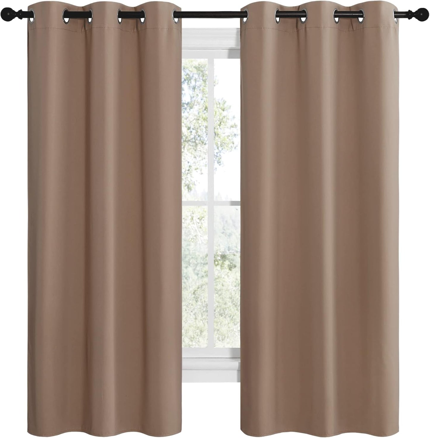 NICETOWN Blackout Curtains - Thermal Insulated Grommet Drapes for Small Windows | Set of 2, 42x68 Inch, Cappuccino