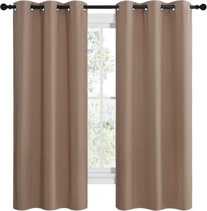NICETOWN Blackout Curtains - Thermal Insulated Grommet Drapes for Small Windows | Set of 2, 42x68 Inch, Cappuccino