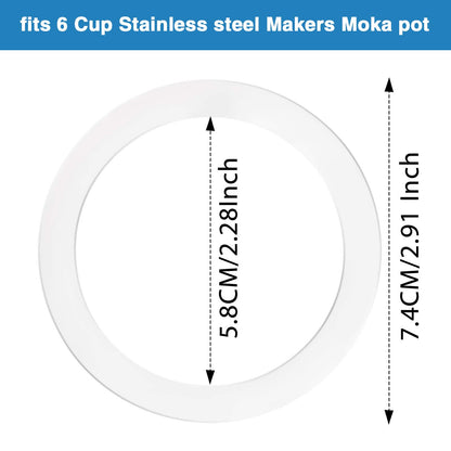 Moka Express Replacement Funnel Kits, 3 Packs Replacement Gasket Seals, 1 Stainless Steel Replacement Funnel with 1 Pack Stainless Filter Replacement (6-Cup)