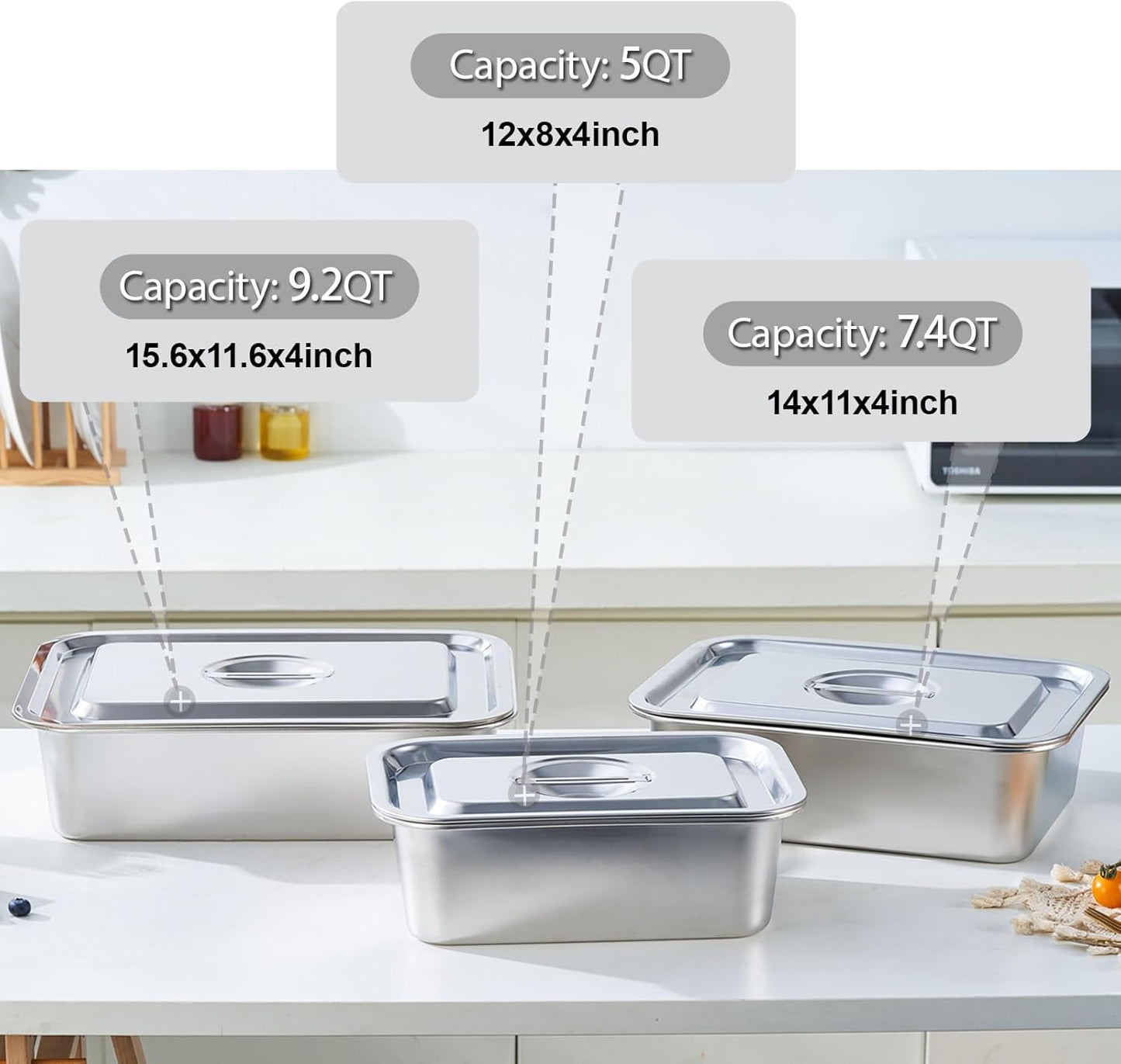 Skiennix 4 Inch Extra Deep Lasagna Pan - 11.6x15.6 Inch Nonstick Stainless Steel with Lid | 9.2QT Capacity