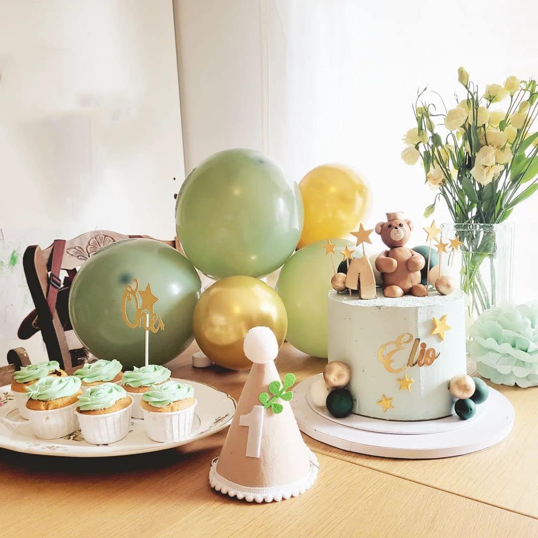 Sage Green Gold White Party Balloons - 50Pcs Confetti Balloons for Birthday & Wedding Decor