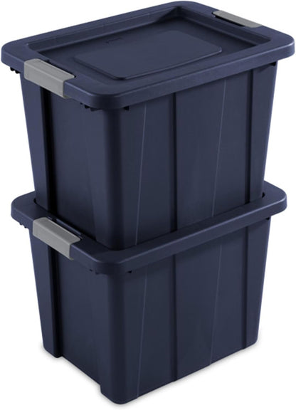 Sterilite 18 Gallon Heavy Duty Storage Bins - 6-Pack with Lids in Dark Indigo | Durable Tuff1 Design