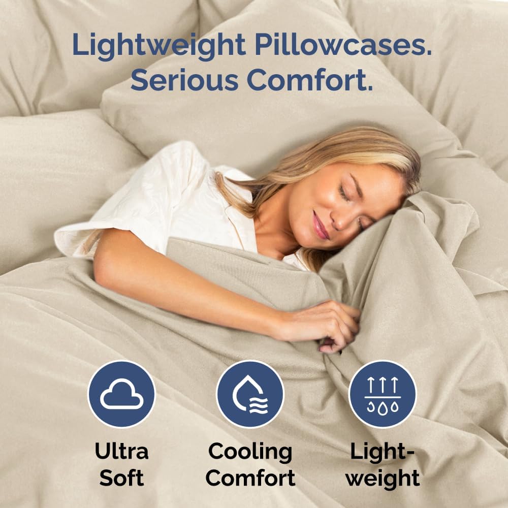 Queen Pillow Cases by [Brand Name] - Ultra Soft Hotel Quality Covers | Wrinkle-Free, Stain-Resistant - 2 Piece Set in Wheat