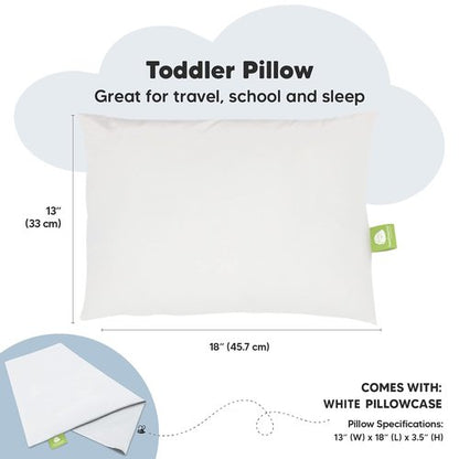 KeaBabies Toddler Pillow - Soft Cotton Baby Cushion with Pillowcase | 13x18 Size for Kids