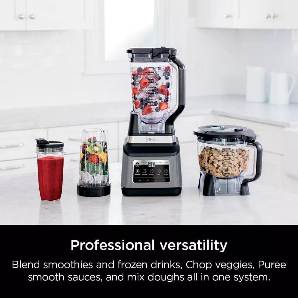 Ninja R-BN803TGT Professional Plus Kitchen Blender System & 8-Cup Food Processor - Black, Auto-iQ