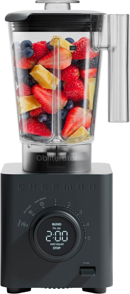 Chefman Obliterator 48 oz Countertop Blender - 1380W Power for Smoothies, Ice & Frozen Fruit