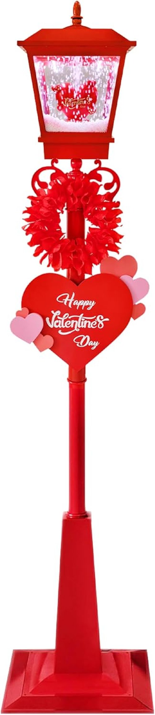 Fraser Hill Farm 70-Inch Musical Snowy Valentine's Day Lantern - Festive Red Home Decor with Lights & Sound