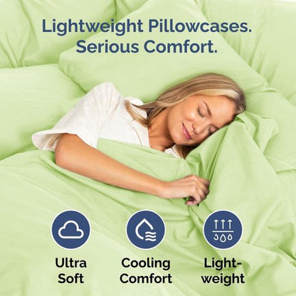 King Pillow Cases by Luxurious Living - Ultra Soft Hotel Quality - Wrinkle Free & Fade Resistant - Light Sage Green - Set of 2