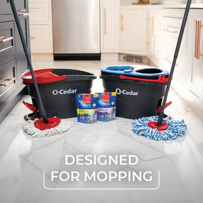 O-Cedar EasyWring Microfiber Spin Mop & Bucket Floor Cleaning System + 2 Extra Mop Head Replacements with Citrus and Lavender Pacs (Variety Pack)