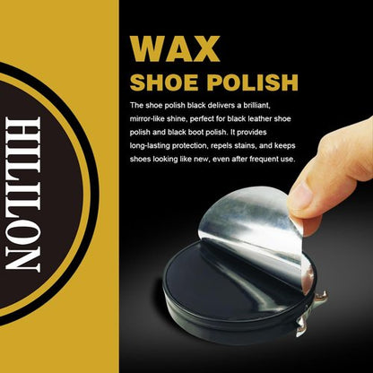HILILON Black Shoe Polish Paste for Leather Shoes & Boots, Premium High-Gloss Shine, UV Protection, Includes Wool Cloth, 1.75oz (50ml)