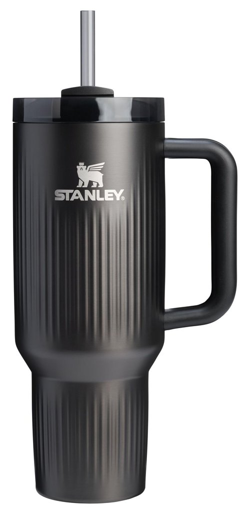 STANLEY Quencher H2.0 Tumbler with Handle and Straw 40 oz | Flowstate 3-Position Lid | Cup Holder Compatible for Travel | Insulated Stainless Steel Cup | BPA-Free | Fluted Black