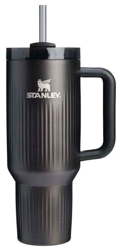 STANLEY Quencher H2.0 Tumbler with Handle and Straw 40 oz | Flowstate 3-Position Lid | Cup Holder Compatible for Travel | Insulated Stainless Steel Cup | BPA-Free | Fluted Black