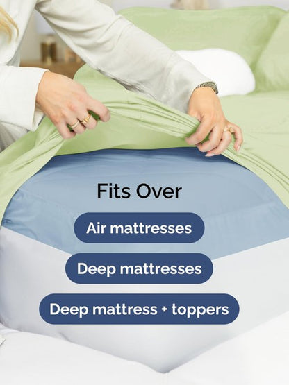 Extra Deep Twin XL Fitted Sheet - Hotel Luxury Single Fitted Sheet Only - Easily Fits 18 to 24 inch Mattress - Ultra Soft, Wrinkle Free with Extra Deep Pockets - Breathable & Comfy - Light Sage Green