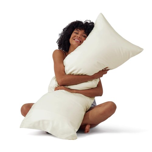 Bedsure Body Pillow Cover 20x54 Inches - Ivory Satin Similar to Silk Pillowcase for Hair and Skin, Cooling and Silky Long Body Pillow Case Cover with Envelope Closure, Gifts for Women Men