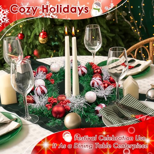 20-Inch Christmas Wreath for Front Door Decor Peppermint Holiday Flower - Variation Wreath 7