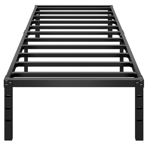 HLIPHA Metal Platform Bed Frame 18 Inch Tall,No Box Spring Needed,Twin Size Bed with Heavy Duty Strong Support Slats,Easy to Assemble,Black