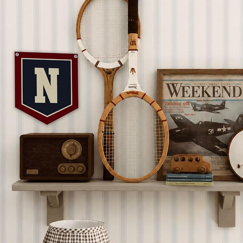 N Pennant Flag Personalized Baby Gifts for Toddler Boys Room Decor - N Variation