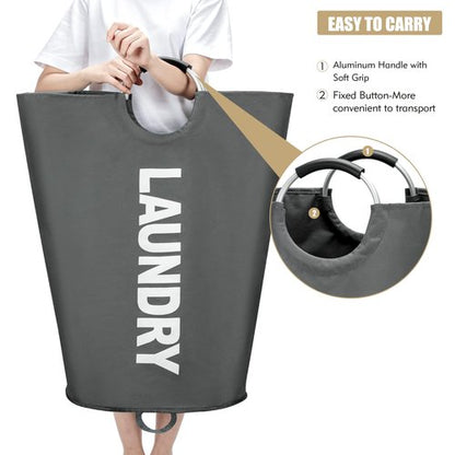 Maxsilan 125L X-Large Laundry Basket, Freestanding Tall Clothes Hamper, Collapsible Laundry Bag, Dark Grey