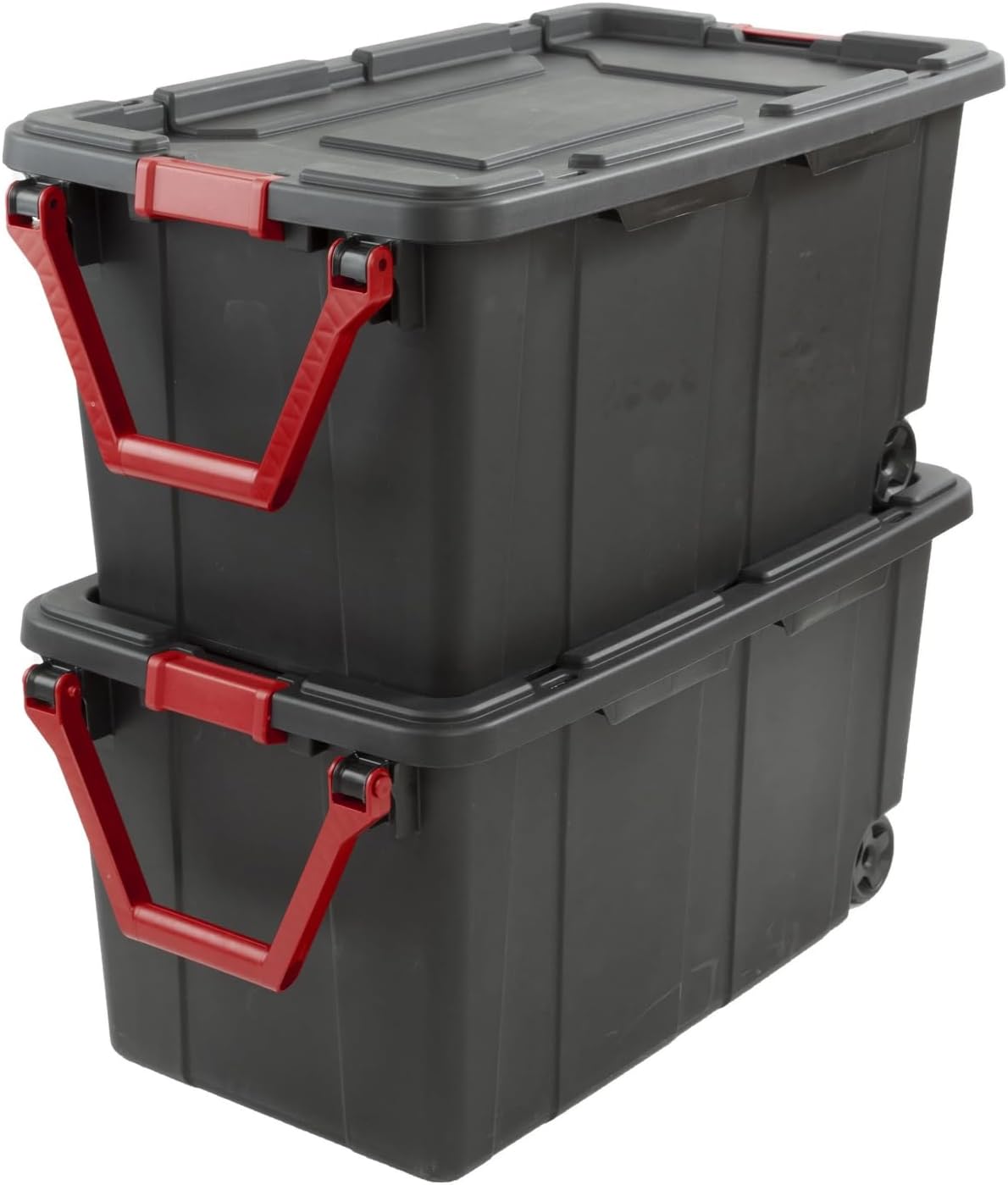 Regine Switzerland 40 Gallon Plastic Storage Bins - Durable Containers with Wheels, Black | 2 Pack