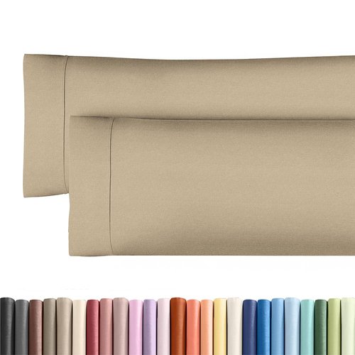 Body Pillowcases Set of 2-20x54 Long Body Pillow Case - Soft Body Pillow Cover for Sleeping & Side Sleepers - Comfy, Wrinkle & Fade Free - Machine Washable w/Envelope Enclosure Heathered Beige